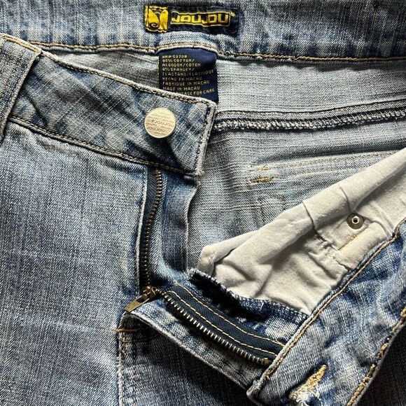 Jou Jou Women's Flared Bottom Jeans Print Embroidered Floral 11/12 Boho, Hippie - Picture 9 of 16